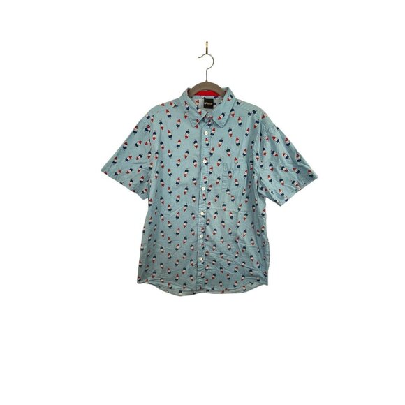Fifth Sun Button Up Shirt Men’s Medium Red White Blue Popsicle Short Sleeve - Picture 1 of 5